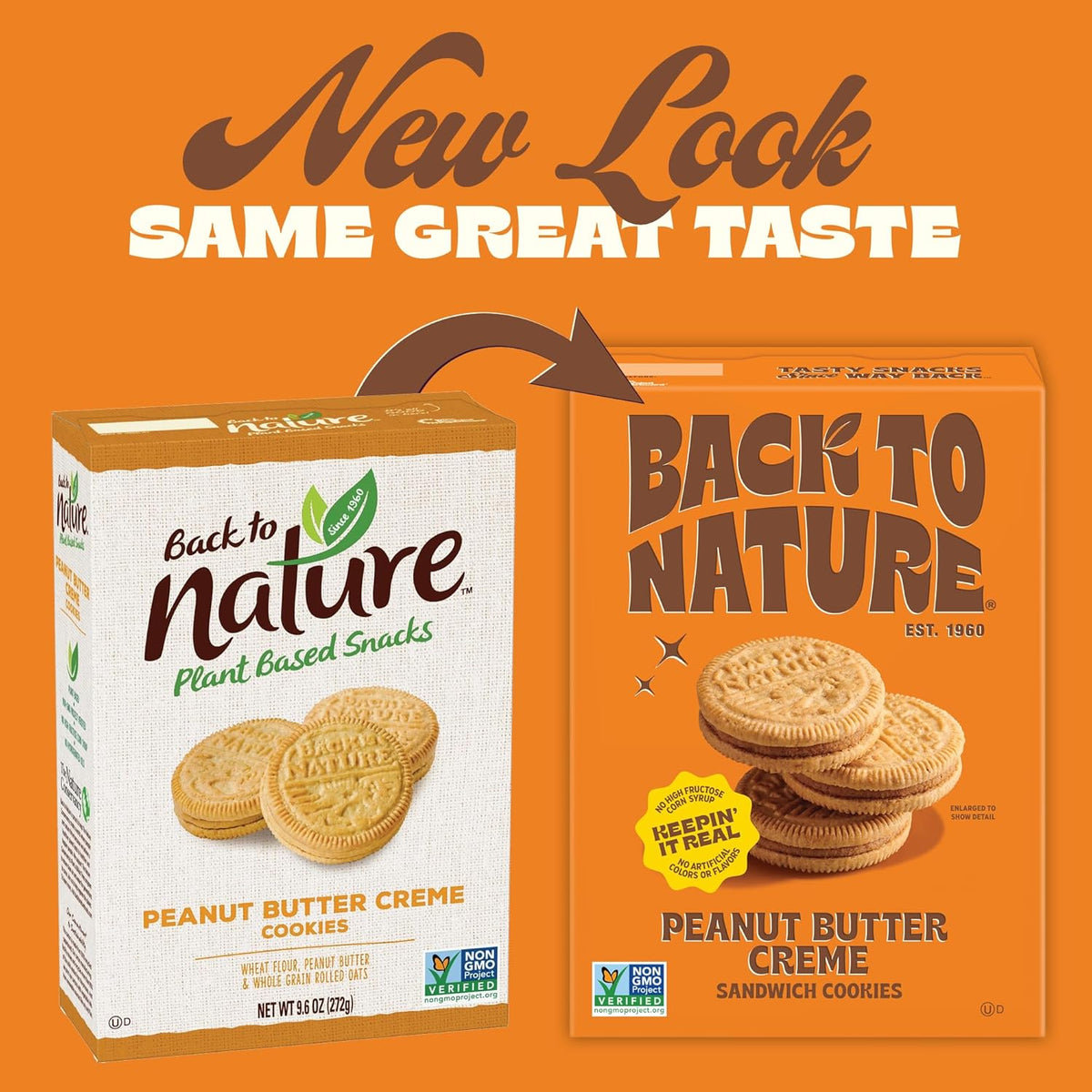 Back to Nature - Peanut Butter Creme Sandwich Cookies - Made with Real Ingredients like Wheat Flower & Whole Grains - Seriously Tasty Snack - Non-GMO - 5.5 Ounce