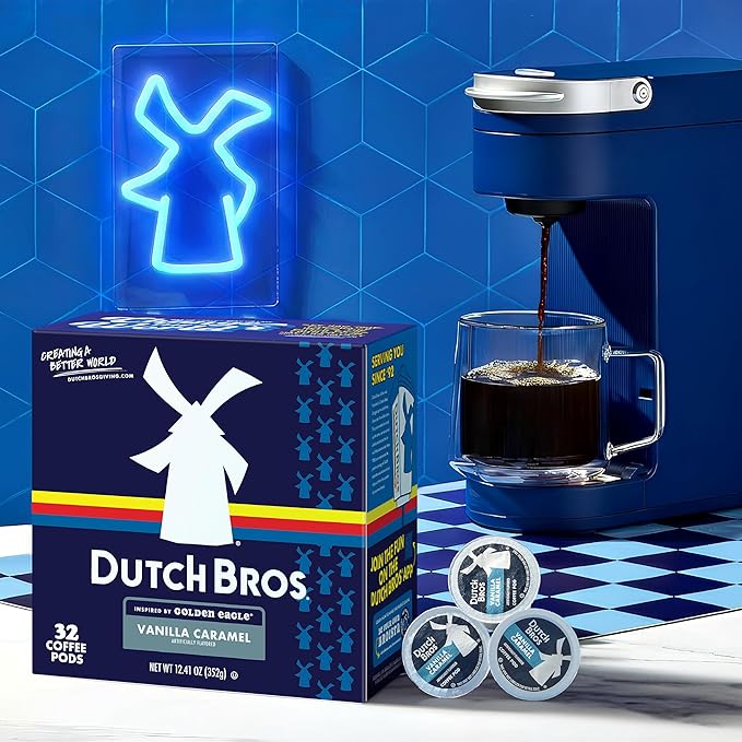Dutch Bros Vanilla Caramel Flavored Coffee Inspired by Golden Eagle®, 32 Count, Medium Roast, Single Serve Coffee Pods for Keurig K-Cup Brewers