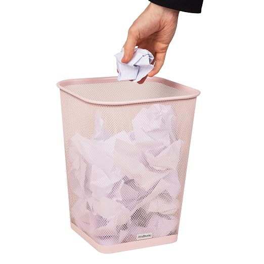 Mind Reader Mesh Trash Can, Pink, 5 Gallon, Set of 2 | Mesh Design