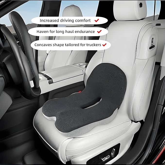 L-Shaped Memory Foam Seat Cushion with Lumbar Support-Ergonomic Car & Office Chair Cushion for Sciatica, Coccyx & Back Pain Relief Supports Hips & Back for Drivers & Long Sitting (Blue Gray)