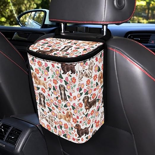 Cute Puppy Car Trash Can Leak Proof Multipurpose Trash Bin for Car Easy Installation Cars Garbage Cans Fashion Auto Interior Fit for Automotive Truck SUV