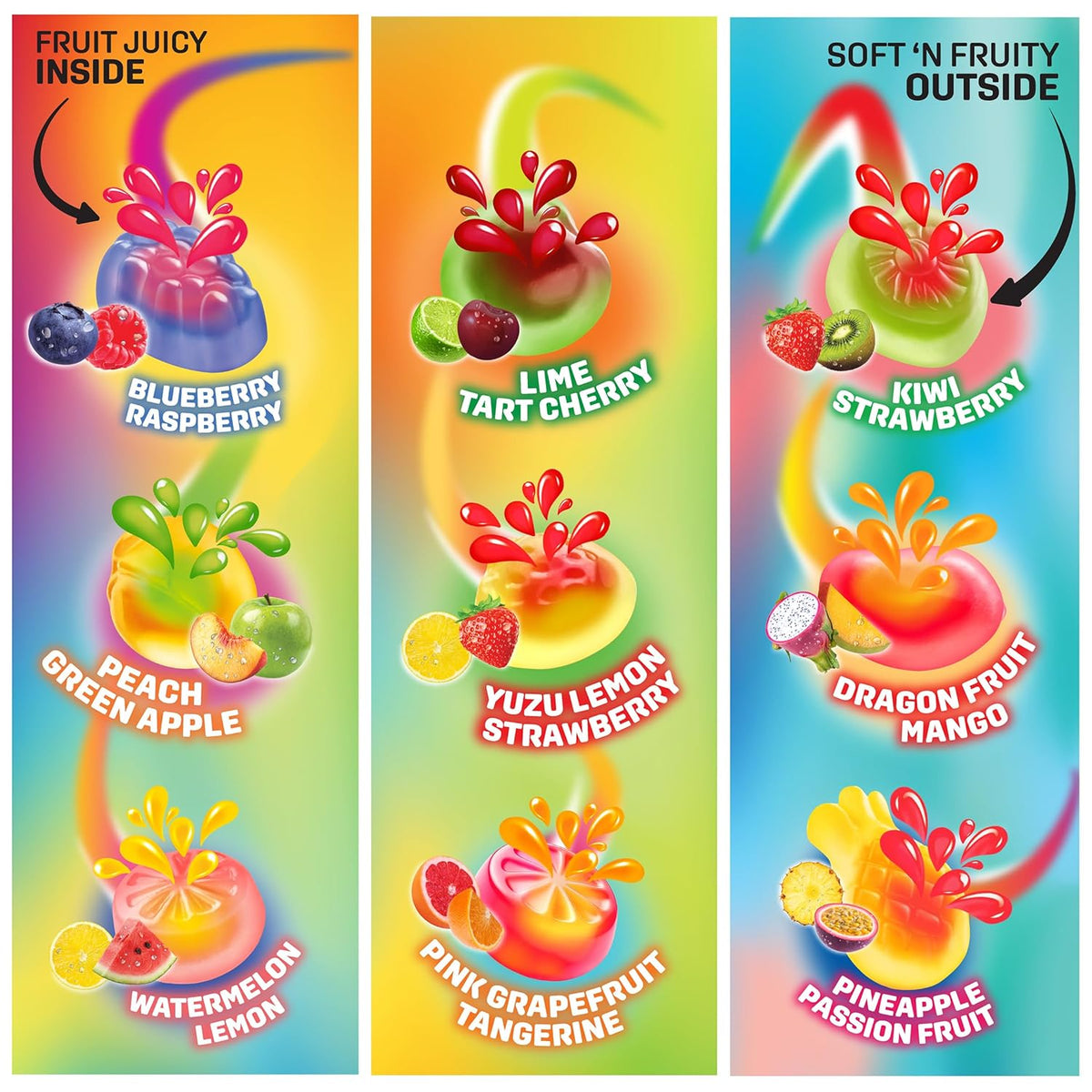 Welch's Fruit Snacks, Juicefuls Fusions, Three Unique Flavor Snack Packs, Citrus Surge, Tropical Tornado, Original Fruits, Gluten Free, No Artificial Dyes & Flavors, 0.8oz (Pack of 50)