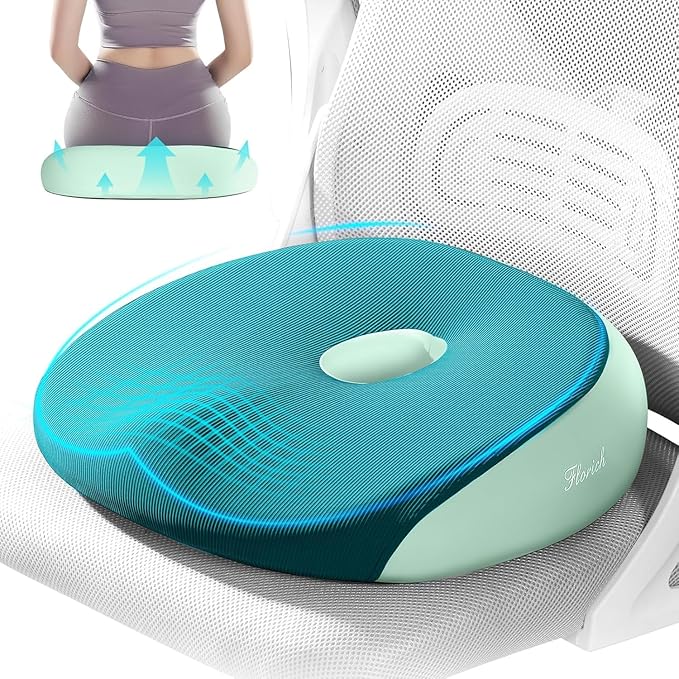 FLORICH Large Car Seat Cushion for Long Sitting, Ergonomic Memory Foam Driving Seat Cushion for Back & Sciatica Pain Relief, Non-Slip Washable Seat Cushion for Car, Driver, Office-Green