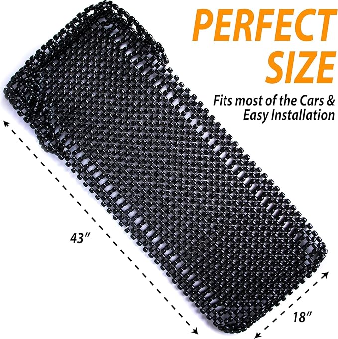 ZONETECH Black Wooden Beaded Comfort Seat Cover - Premium Quality Full Car Driver Massaging Cool Comfortable Cushion with High Ventilation