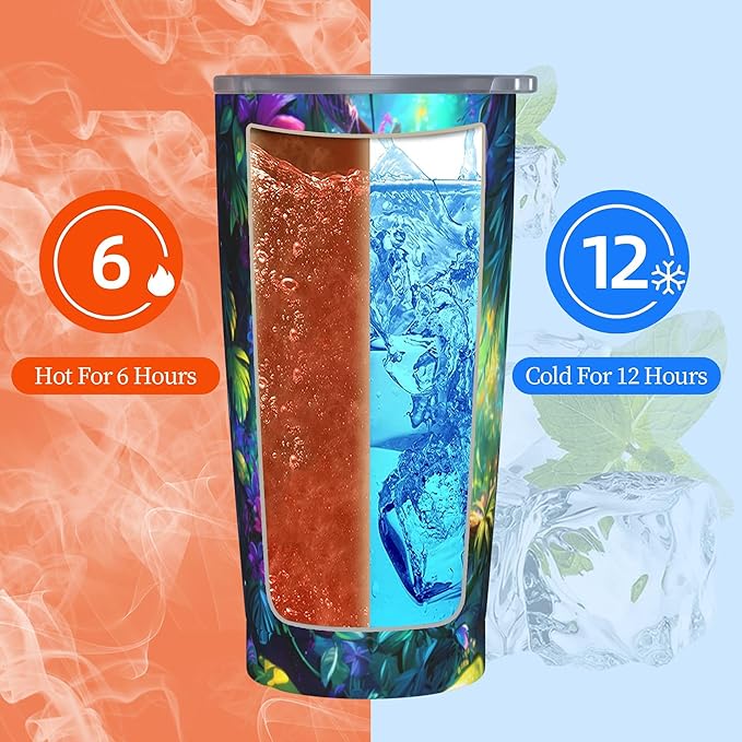 Sloth Tumbler with Lid and Straw 20oz Coffee Tumblers Leakproof Stainless Steel Travel Mug Vacuum Insulated Cup for Iced and Hot