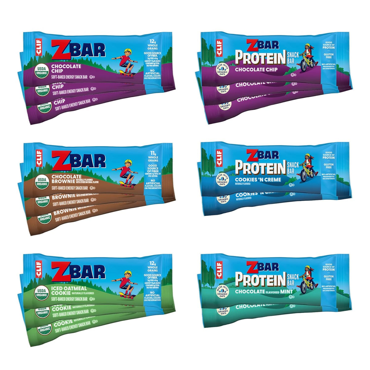 Zbar + Zbar Protein Variety Pack - Soft-Baked Energy and Protein Snack Bars with Organic Oats - 6 Flavors - Granola Bars - Snacks for Kids (16 Pack)