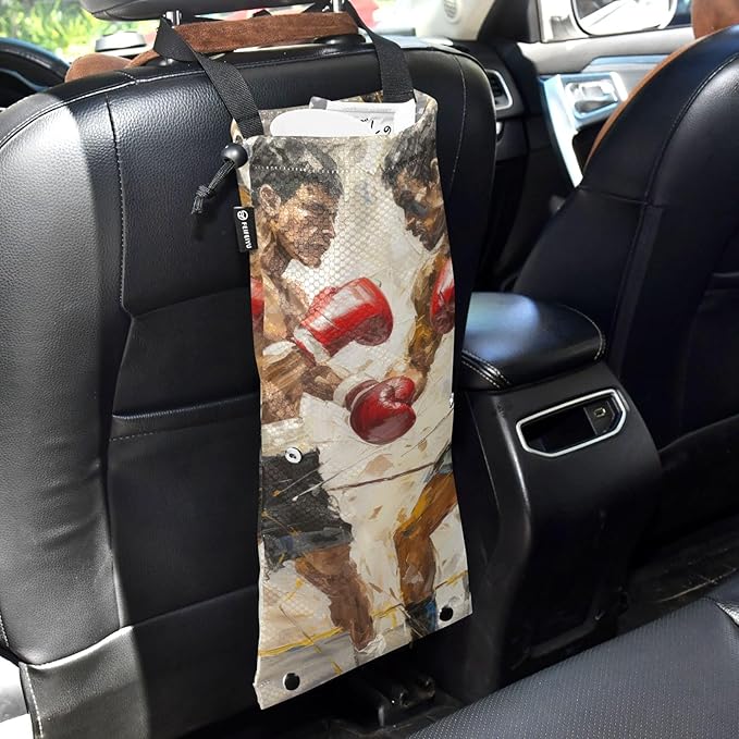 ALAZA Hanging Car Trash Bags Garbage Bag Trash Can for Back Seat Small Boxing 1 Washable Storage Bag Retractable 2 Pack