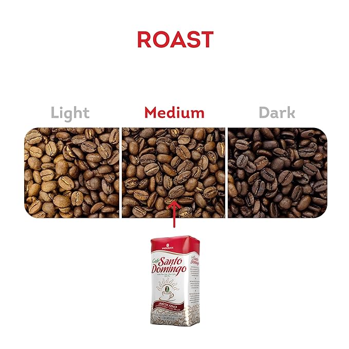 Café Santo Domingo, 16 oz Bag, Ground Coffee, Medium Roast - Product from the Dominican Republic (Pack of 2)