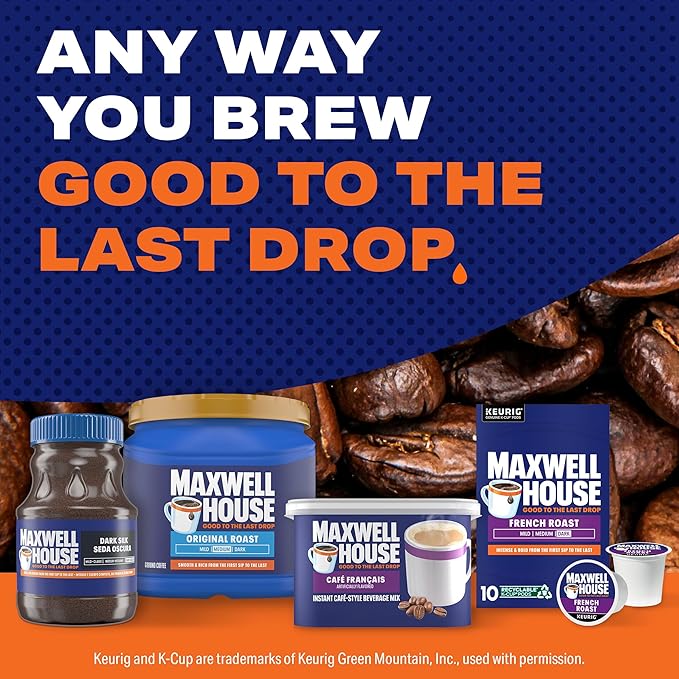 Maxwell House Instant Cafe-Style Beverage Mix, Easy to Prepare, 1 Canister, for Quick Morning Coffee or Afternoon Treat, Cafe Francais, Kosher Dairy, 7.6 oz