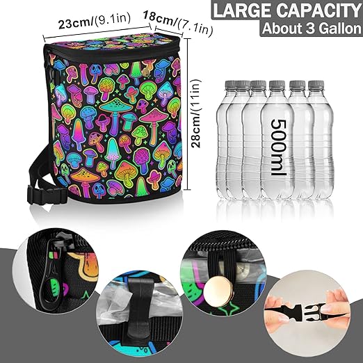 Colorful Mushrooms Rainbow Star Car Trash Can Car Garbage Bag with Lid Hanging Waterproof Leak Proof Vehicle Storage Bin