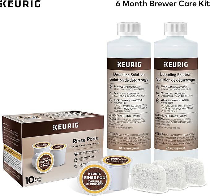 Keurig Brewer Maintenance Kit, Includes Descaling Solution, Water Filter Cartridges & Rinse Pods, Compatible with Keurig Classic/1.0 & 2.0 K-Cup Pod Coffee Makers, 14 count