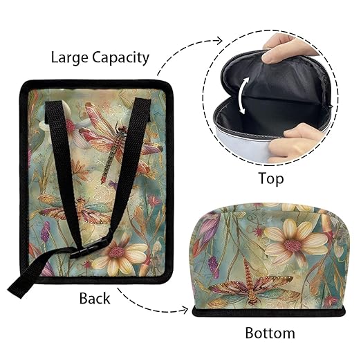 DISNIMO Dragonfly Car Trash Can, Car Trash Bag Hanging Large Capacity Car Organizer and Storage with Adjustable Straps, Leakproof Trash Bin Interior Car Stuff Storage