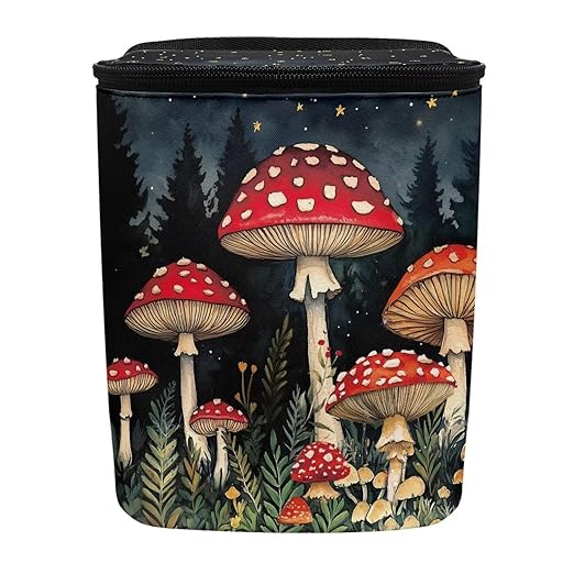 KEIAHUAN Red Mushroom Car Garbage Bag Hanging Large Capacity Car Trash Can with Lid Multipurpose Garbage Bin Portable Grocery Organizer Bag for Back Front Seat