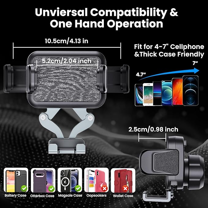Kaishengyuan Upgraded Metal Phone Mount for Ram Truck 2019+, Dash Mount Cell Phone Holder Compatible with Dodge RAM 1500/2500/3500 & TRX, 360° Adjustable Adapter Phone Stand Fit for Most Smartphones
