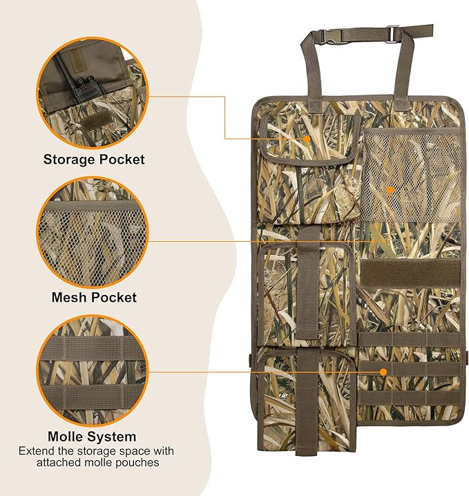 MYDAYS 2 Pack Tactical Seat Back Gun Rack, Camo Front Seat Organizer with MOLLE Panel Vehicle Gun Holder, Hunting Rifle/Shotgun (Camo1)