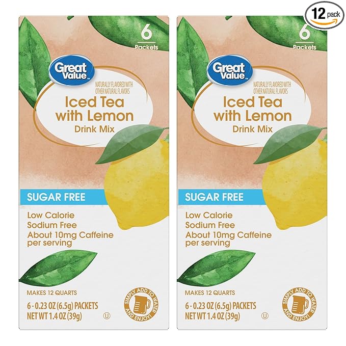 Drink Mix Bundle - 2 Pitcher Size Boxes with 6 Pitcher Packets Per Box - Low Calorie Flavorful Water Powder (2 Container Bundle, Iced Tea With Lemon)
