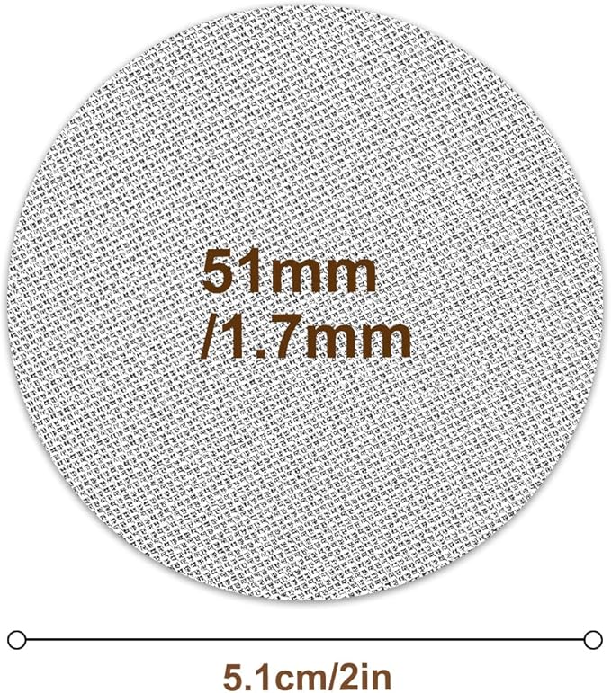 51mm Espresso screen & Food-Grade Silicone Puck Screen Holder, 316 Stainless Steel Puck Screen Kit - 1.7mm Thickness 150μm, 2pack