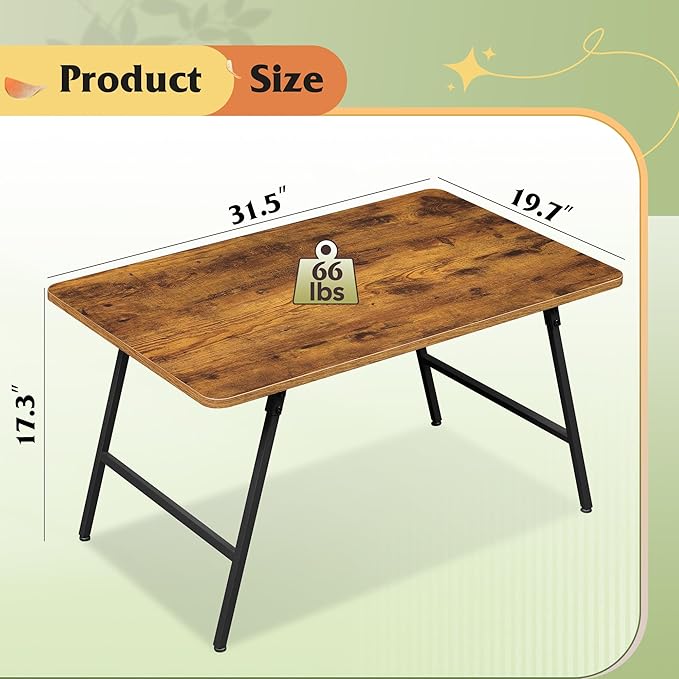 WLIVE Folding Coffee Table, Modern Portable Small Coffee Table with No Assembly Needed for Living Room, Home, Small Space, Rustic Brown