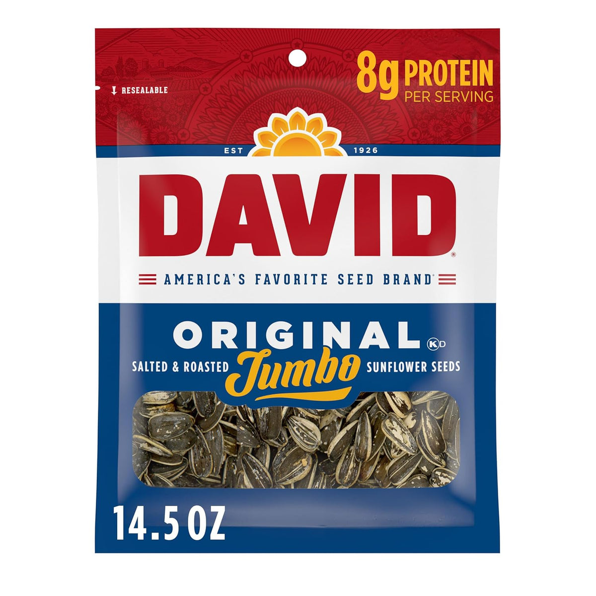 David, Jumbo Sunflower Seeds, Original Flavor, 5.2 Ounce