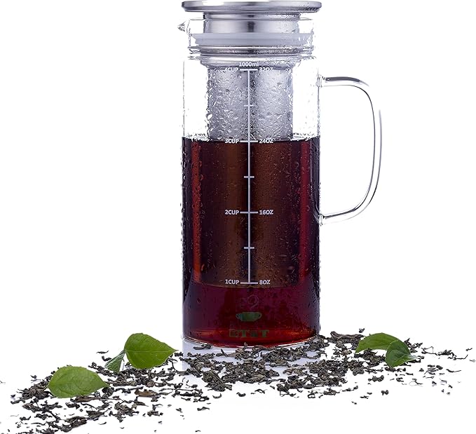 BTaT- Cold Brew Coffee Maker, Iced Coffee Maker, 1 Quart, 32 oz, Iced Tea Maker, Cold Brew Maker, Tea Pitcher, Coffee Accessories, Iced Tea Pitcher, Cold Brew System, Cold Brew Pitcher