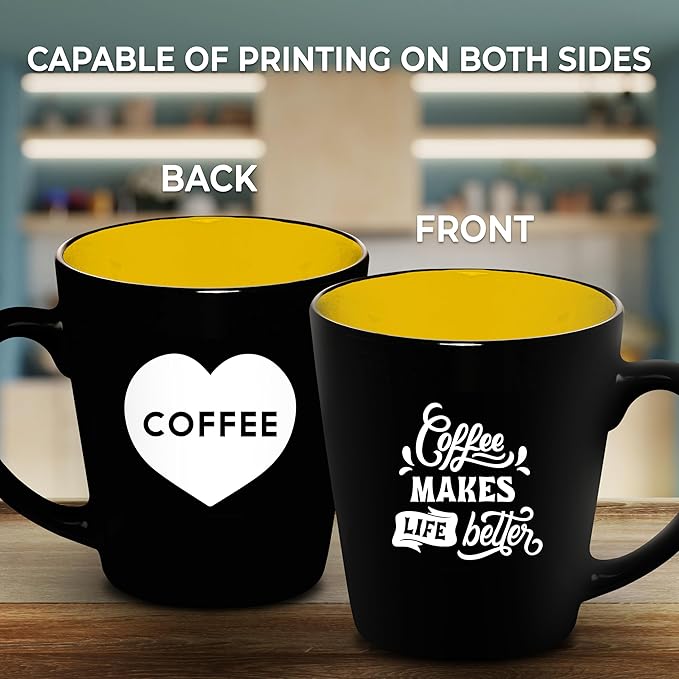 DISCOUNT PROMOS Ceramic Coffee Latte Mugs 12 oz. Set of 10, Bulk Pack - Perfect for Coffee, Tea, Espresso, Hot Cocoa, Other Beverages - Yellow