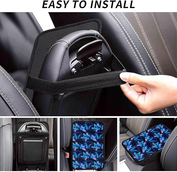Butterflies Auto Center Console Armrest Cover Cushion Butterfly Arm Rest Seat Box Pad Protector Blue Pink Floral Car Decor Accessories