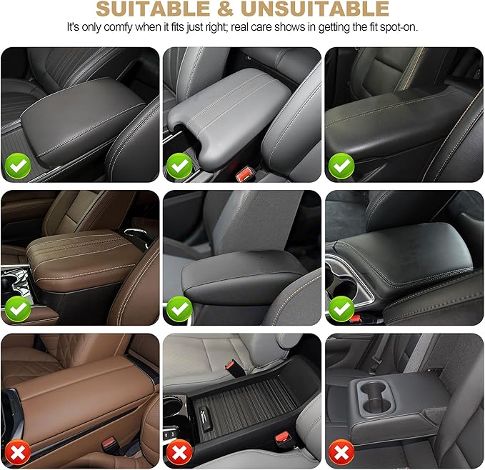 YORKNEIC Center Console Cover Fit for Ford Escape: Middle Console Cover with 2 Storage Pocket,Faux Leather Waterproof Anti-Scratch Car Armrest Cover Protector(Beige)