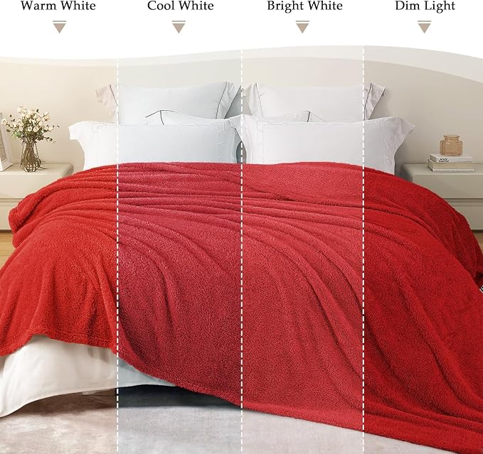 Exclusivo Mezcla Fleece King Size Bed Blanket, Ultra Soft, Lightweight and Fuzzy Red Blanket for Women, Home Decor, 90x104 Inches