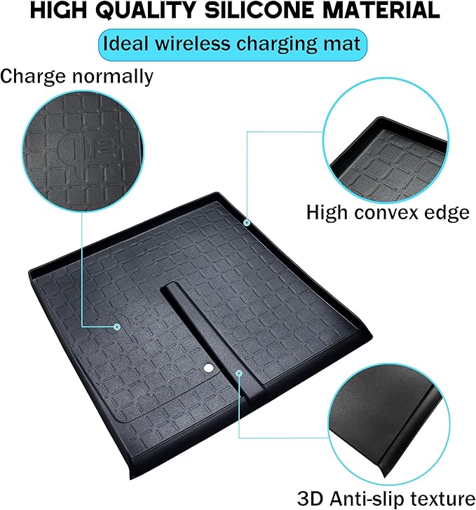 Wireless Charging Protective Mat for Toyota RAV4 2026 Accessories Silicone Center Console Wireless Charging Anti-Slip Cover Pad Heat Insulation Waterproof Easy to Clean Black for RAV4