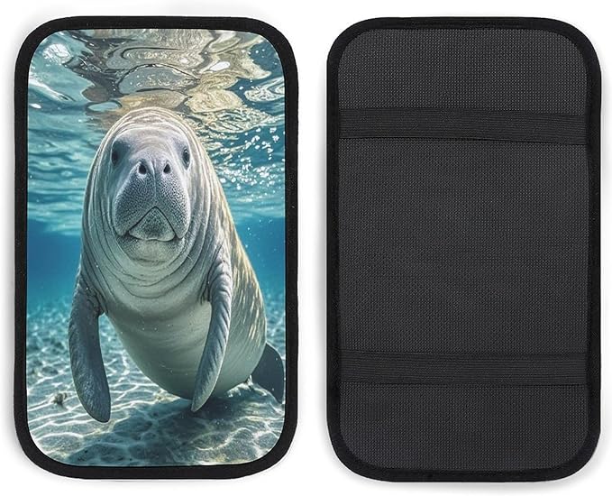 Ocean Animal Manatee Car Center Console Cover Universal Waterproof Cars Armrest Cover Center Console Cushion Cars Armrest Cushion Middle Console Cover Protector Pad for SUV Truck Vehicle