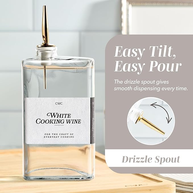 COOK WITH COLOR Olive Oil Dispenser Bottle - 2 Pk Glass Oil Dispenser for Kitchen - Condiment, Coffee Syrup & Vinegar Dispenser, Olive Oil Cruet, Includes 4 Auto Pourer Spouts
