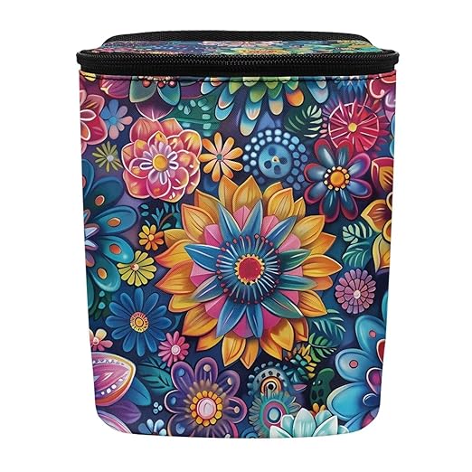 Boho Floral Car Trash Can Lightweight Multipurpose Trash Bin for Car Leak Proof Automotive Garbage Cans Fashion Interior Accessories Universal Fit for Cars Truck Van SUV