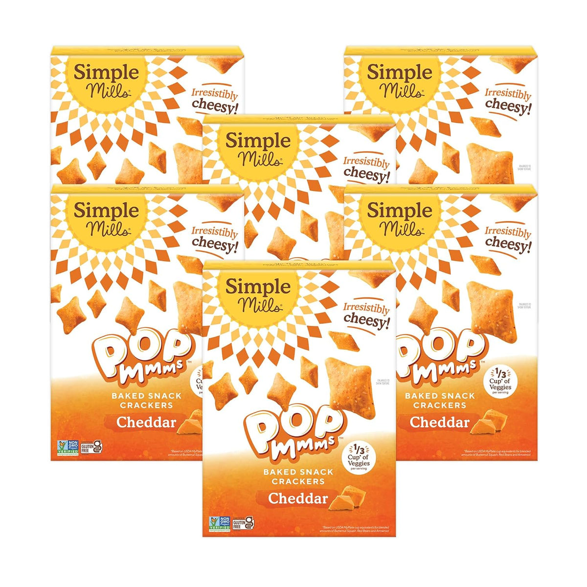 Simple Mills Pop Mmms Cheddar Baked Snack Crackers, Gluten Free, 4 Ounce (Pack of 1)