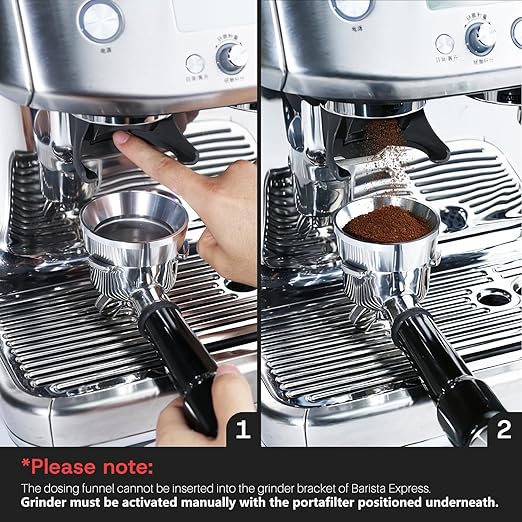 54mm Espresso Dosing Funnel with Magnetic | Fits Breville 54mm Portafilter | Sits On The Outside of The Portafilter | Silver