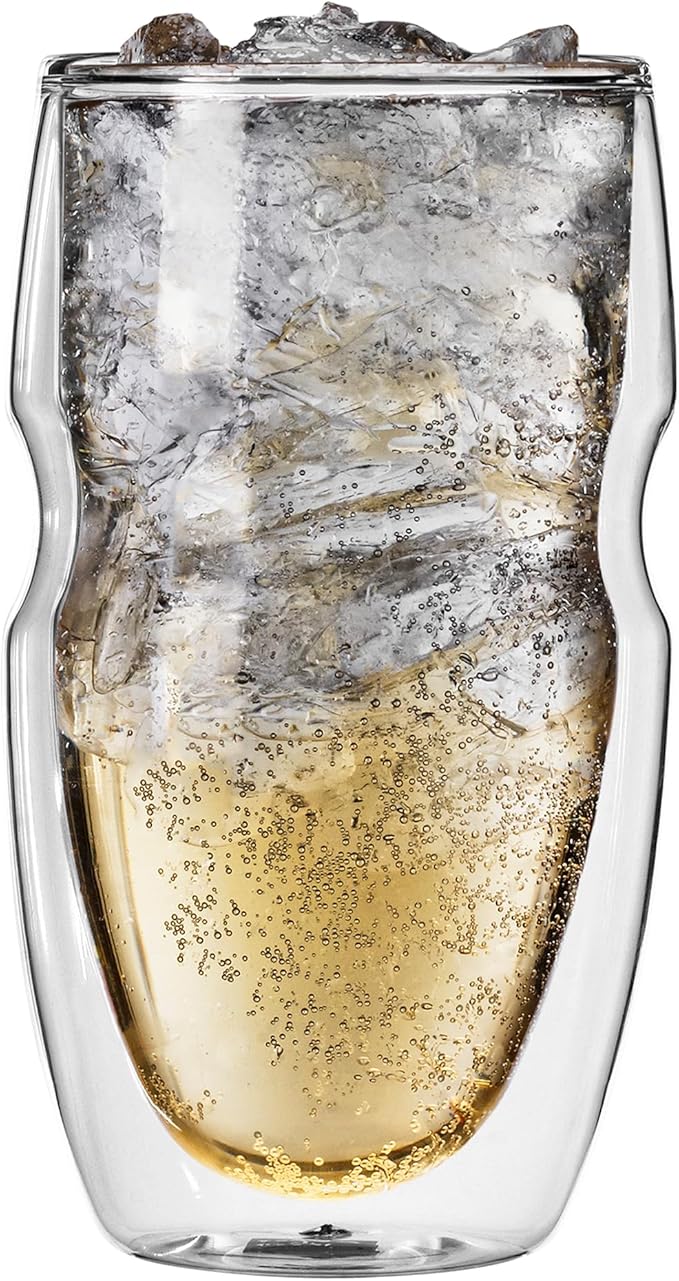 Ozeri Serafino Double Wall Insulated Iced Tea and Coffee Glasses, 16-Ounce, Set of 2