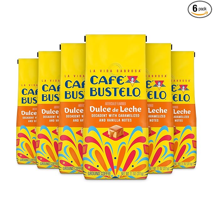 Café Bustelo Dulce de Leche Artificially Flavored Ground Coffee, 11-Oz. Bag (Pack of 6)