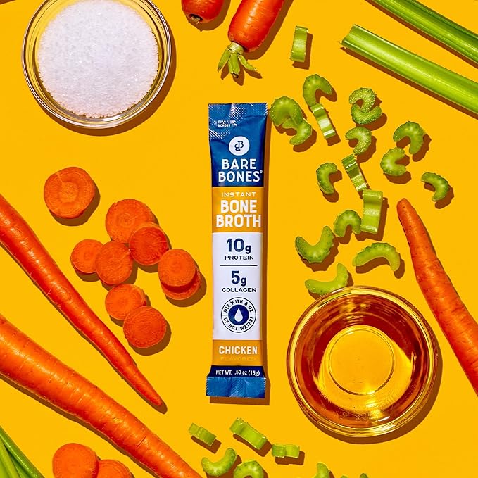 [DISCONTINUED] Chicken Bone Broth Instant Powdered Mix Packets | 5g Collagen | 10g Protein | Keto & Paleo Friendly | No Artificial Flavors | Non-GMO, Gluten-Free, Dairy-Free on-the-go 16 Pack