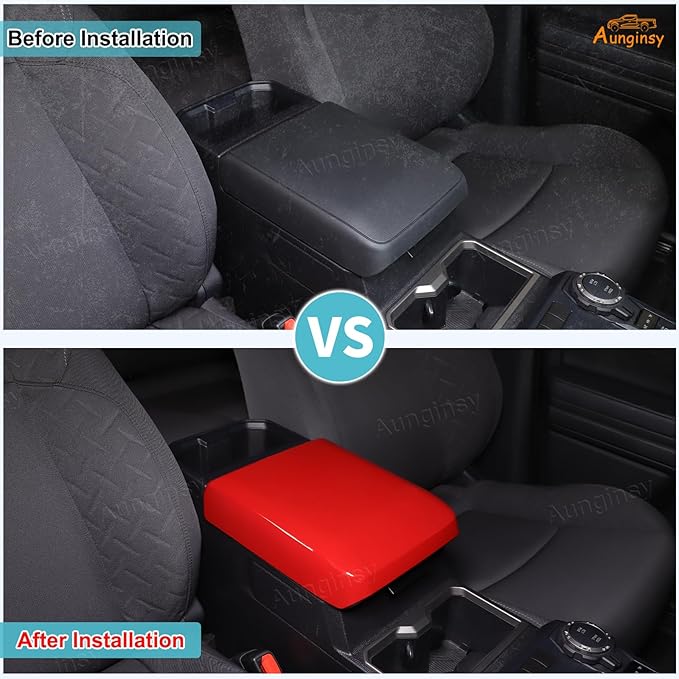 Aunginsy Center Console Armrest Protector Cover Compatible with Toyota Tacoma 2024 2025 2026, ABS Central Armrest Seat Storage Box Cover Cushion Lid Protector Pad Waterproof Anti-Scratch Accessories