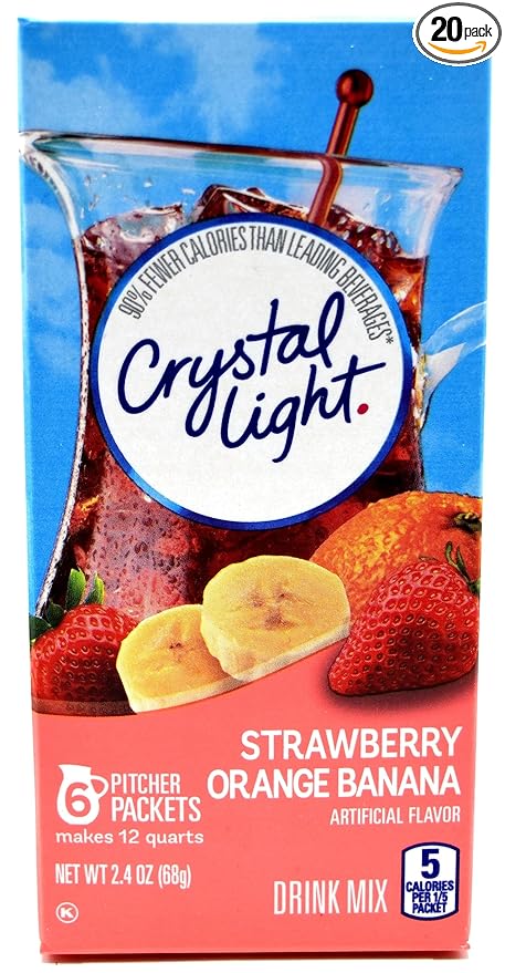 Crystal Light Strawberry Orange Banana Drink Mix, 12-Quart 2.4-Ounce Canister (Pack of 20)