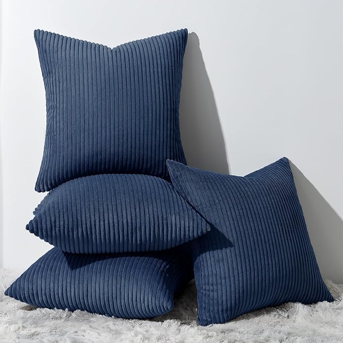 Topfinel Decorative Blue Throw Pillow Covers Cushion Cases, Set of 4 Soft Velvet Modern Double-Sided Designs, Mix and Match for Home Decor, Pillow Inserts Not Included (20x20 inch)