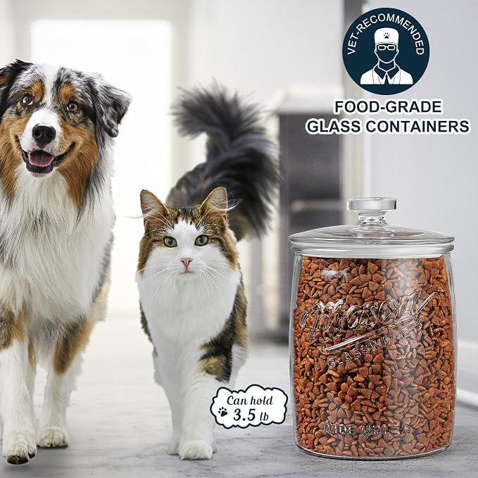 1 Gallon Glass Cookie Jar with Airtight Lid, Wide Mouth Mason Jar for Pantry & Laundry Room Organization, Large Apothecary Jars for Sugar, Candy, Rice, Dog Treat & Food Storage Jar– Set of 1