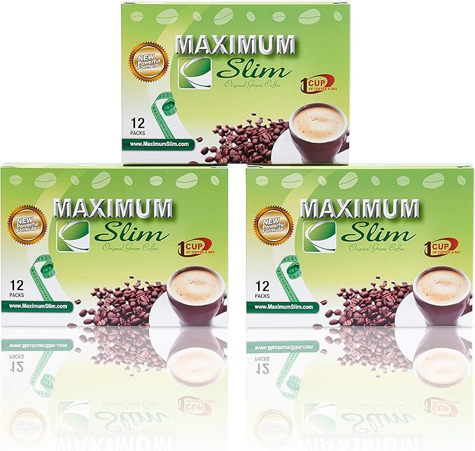 Maximum Slim Original Green Coffee –Premium 4-in-1 Formula with Natural Herbal Extracts for Energy & Vitality. Creamy & Delicious for Maximum Satisfaction. No Messy Side Effects-Made in The USA-12 Ct