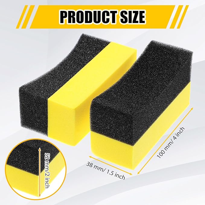 Frienda 12 Pieces Tire Applicator Pads car Wax tire Dressing Shine Color Polishing Sponge Wax Buffing Applicator Pads Cleaning Sponges for Car Glass, Painted Steel, Porcelain and More(Yellow)