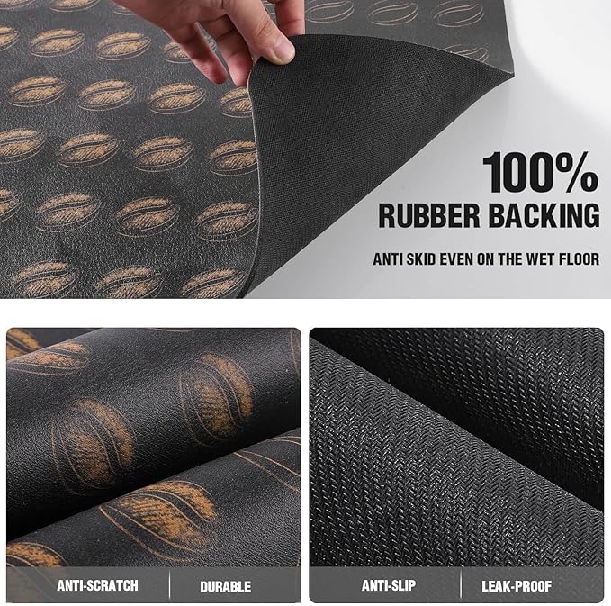 DK177 Coffee Mat - Dish Drying Mat for Kitchen Counter , Hide Stain, Absorbent with Waterproof Rubber Backing, Fit Kitchen Dish Rack Bar Accessories, 24" x 16"