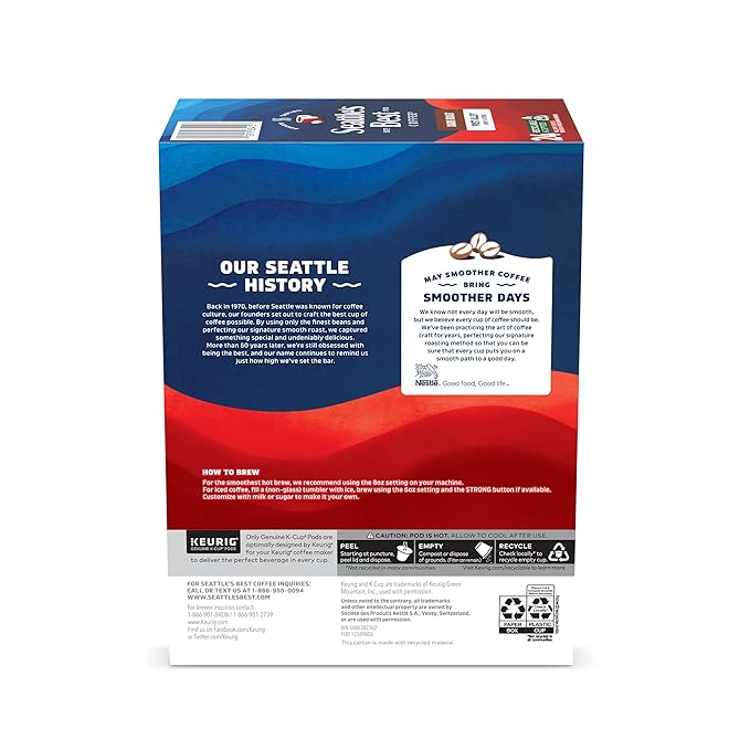 Seattle’s Best Coffee, Dark Roast K-Cup Coffee Pods, Post Alley, 100% Arabica, 4 Boxes (96 Pods Total)