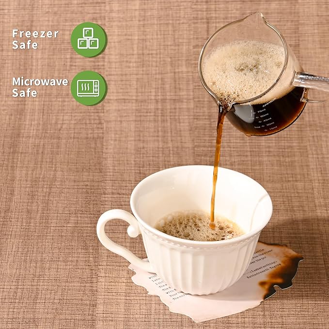 Espresso Double Spout Glass Coffee Cups with Handle - 75ML/2.5OZ Clear Borosilicate Glass Shot Glasses with Scale Measurement (2 Pack)