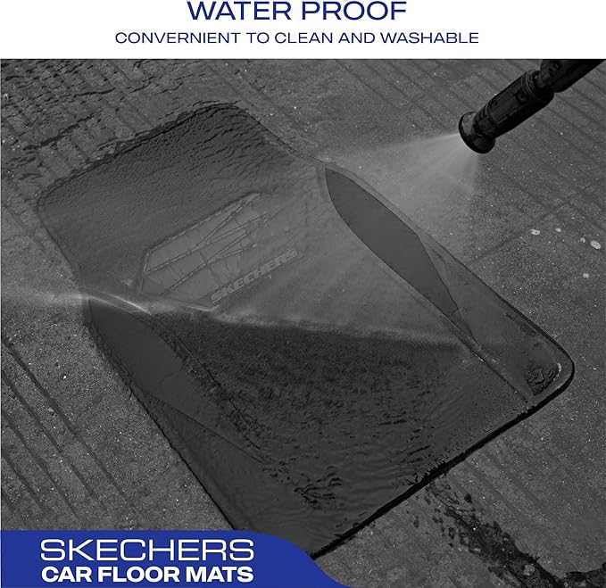 Skechers Car Floor Mats,Waterproof Universal Fit Car Mats,Faux Leather Car Floor Mats,Carbon Floor Mats for Cars with Anti-Slip Skechers Heel Pad Fit for SUV,Vans,Sedans,Trucks,Black