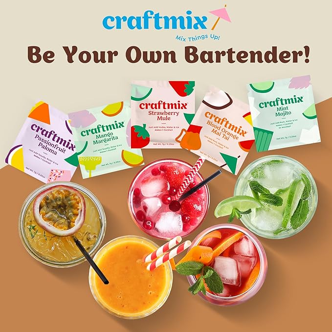 Craftmix Espresso Martini Cocktail & Mocktail Drink Mixer, Skinny Mixes - Water Flavoring Packets - Made With Real Coffee Beans - Vegan, Low-Carb, Low-Sugar, Non-GMO, Dairy Free, Gluten Free, 24 Pack