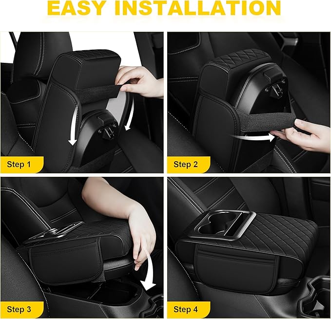 Center Console Cover for Chevrolet/Chevy Malibu Waterproof Armrest Cover with Plus Comfort Lift Design,Anti-Scratch Auto Armrest Pad Accessory （Black