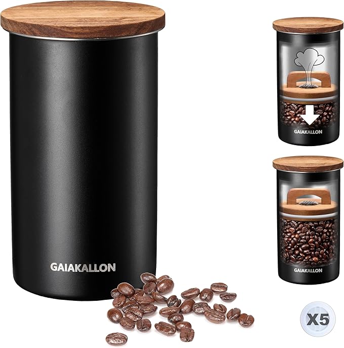 Vacuum Coffee Canister, Stainless Steel Airtight Coffee Storage Container, Coffee Container for 12oz Coffee Beans, Coffee Beans Storage, 33 fl.oz
